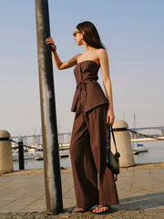 Askısız Peplum Üstü İp Bağlamalı