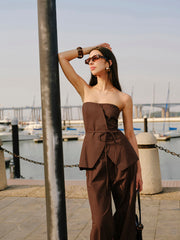 Askısız Peplum Üstü İp Bağlamalı