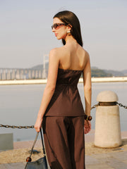 Askısız Peplum Üstü İp Bağlamalı