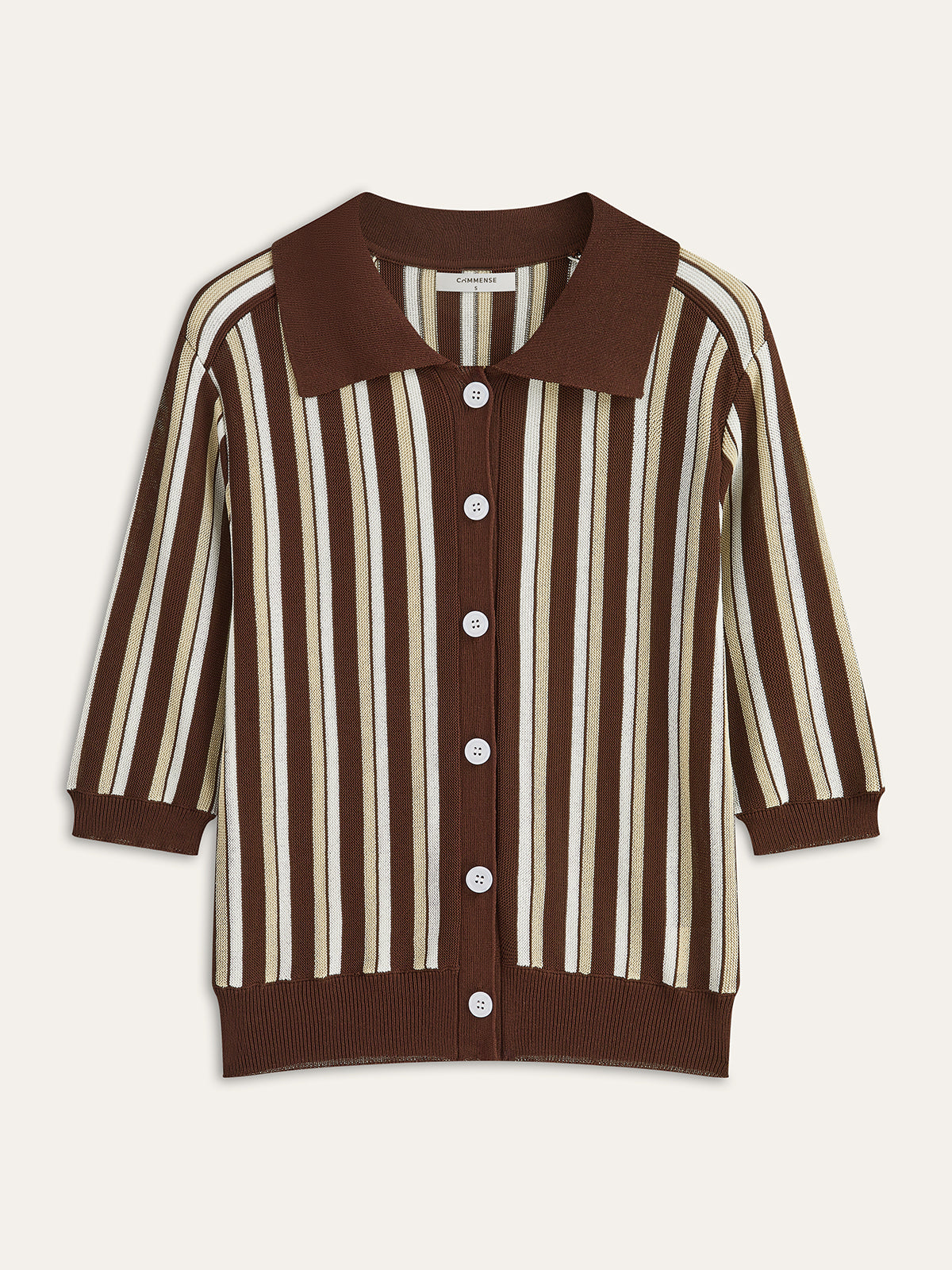 Çizgili Düğmeli Triko Üst