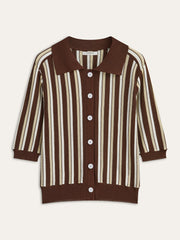 Çizgili Düğmeli Triko Üst