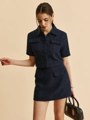 Cepli Kısa Kollu Ceket