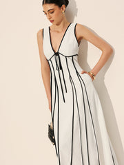 Cepli Kontrast Dikişli Elbise