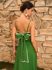 Arka Fiyonklu Kesik Elbise