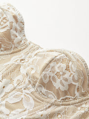 Sütyensiz Çiçek Desenli Dantel Korse