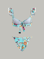 Çiçek Desenli Mayo ve Etek Takımı