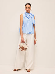 Bol Kesim Fiyonk Yaka Kolsuz Bluz