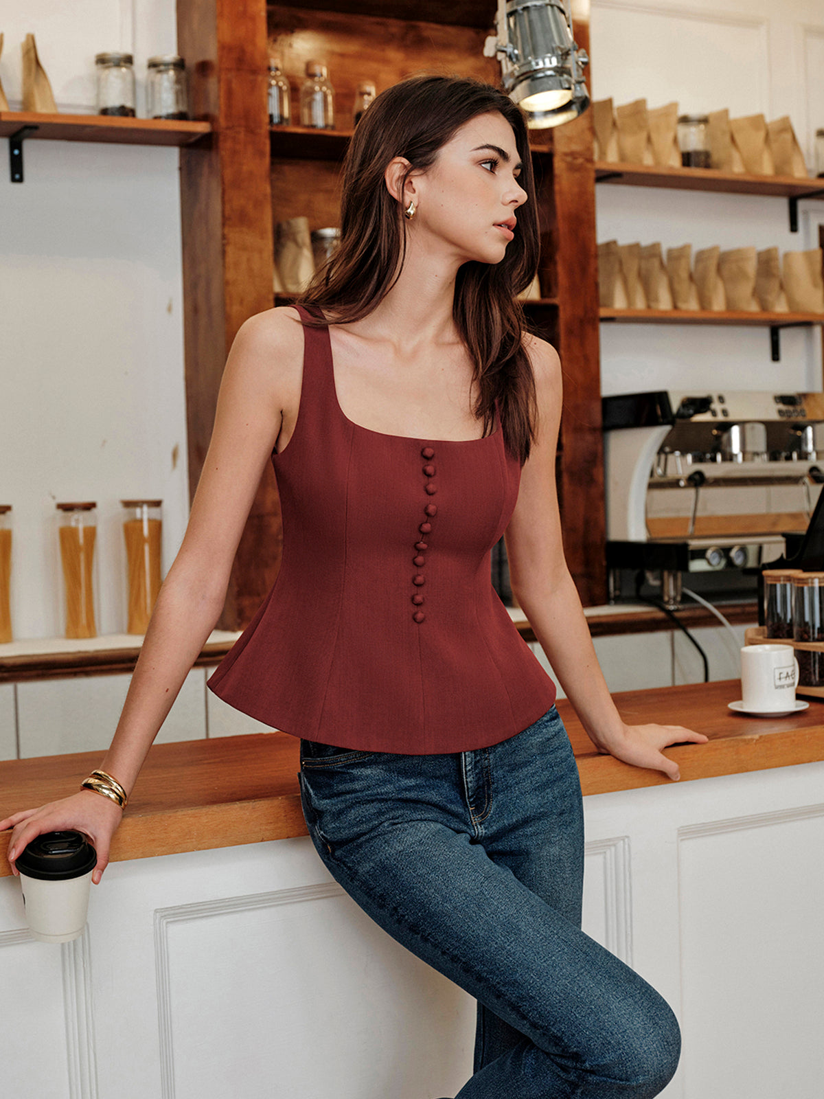 Kare Yaka Fermuarlı Atlet