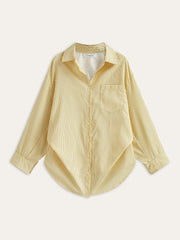 Cep Detaylı Çizgili Gömlek