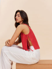 Yan Bağlama Detaylı Triko Üst