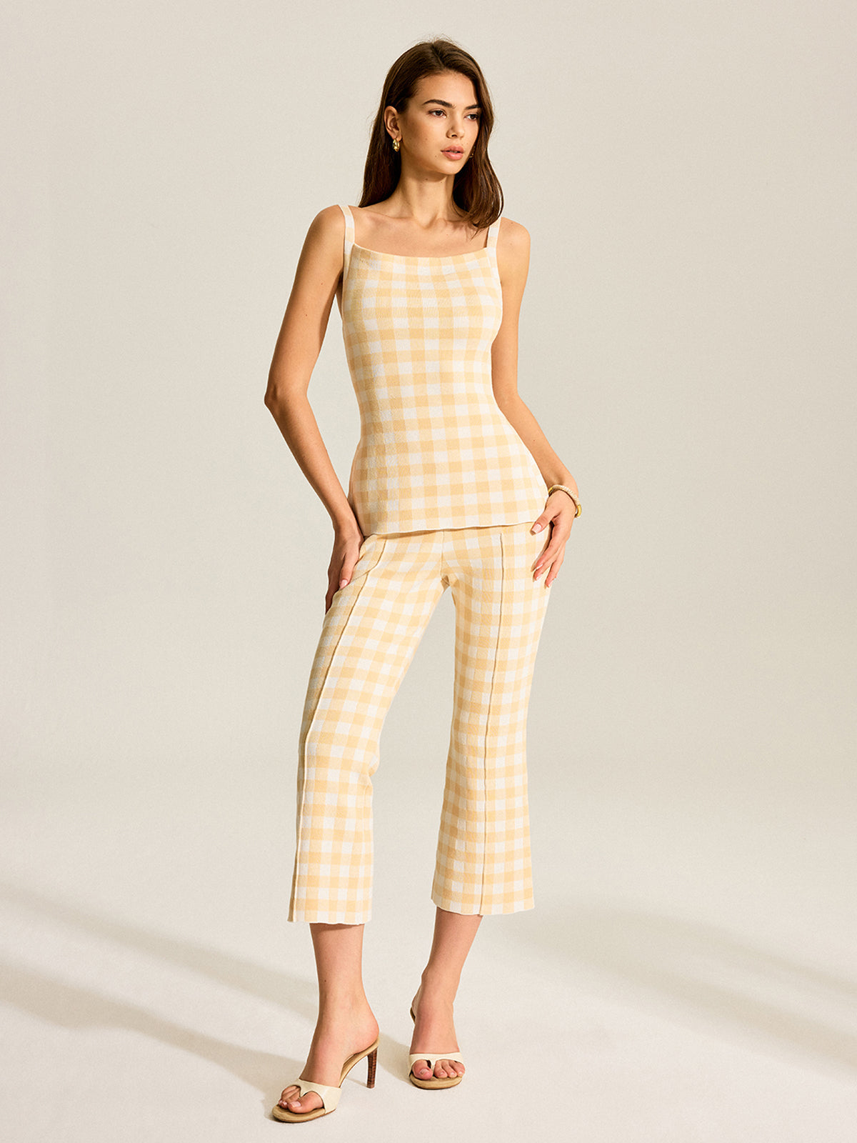 Gingham Desenli Pantolon Takımı