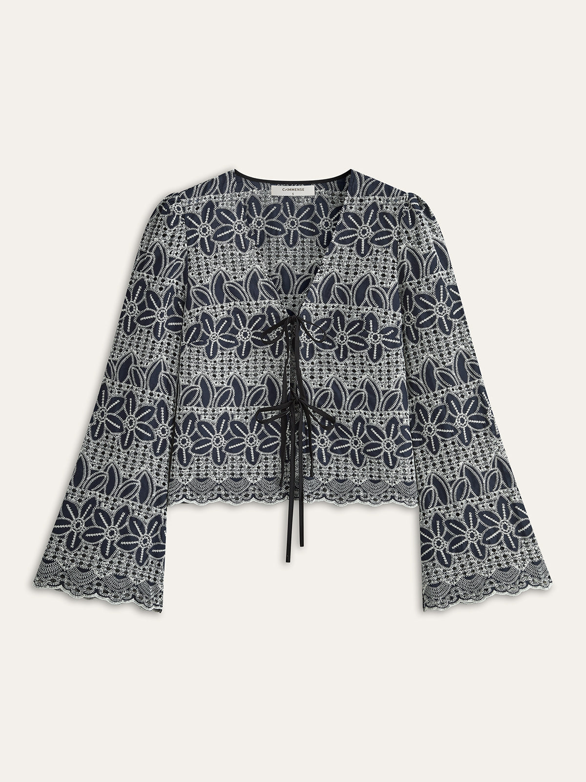 Bağcıklı Nakışlı Bluz