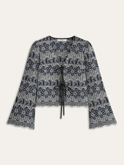 Bağcıklı Nakışlı Bluz