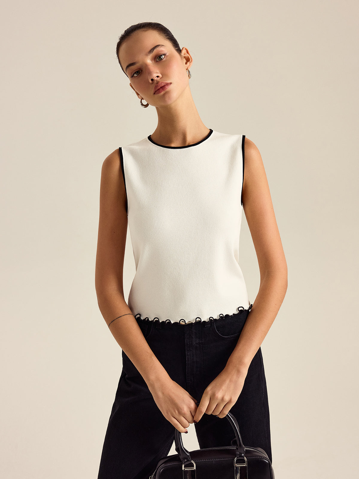 Kontrast Desenli Tank Top
