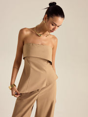 Asimetrik Askısız Pantolon Seti