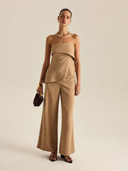 Asimetrik Askısız Pantolon Seti