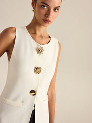 Metalik Süslemeli Kolsuz Yelek