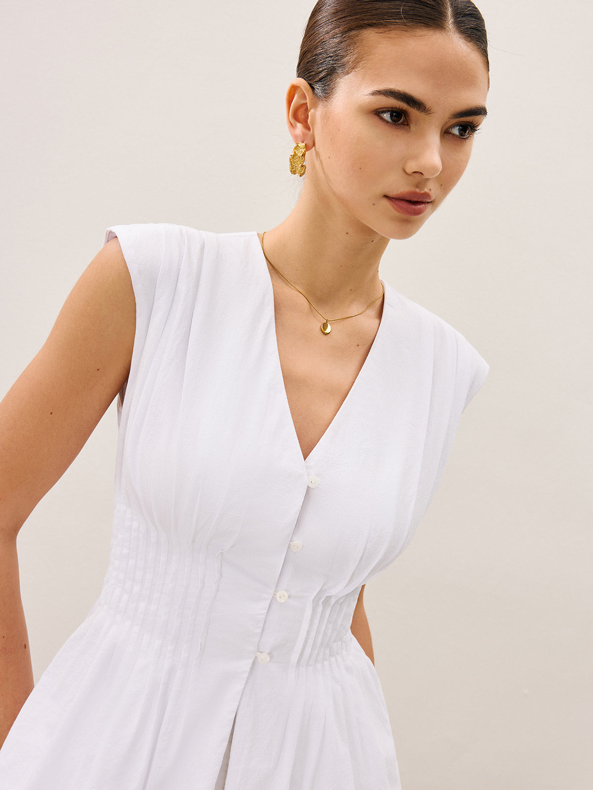 Pileli Peplum V Yaka Bluz