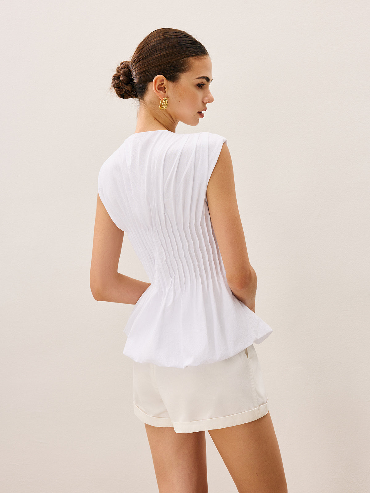 Pileli Peplum V Yaka Bluz