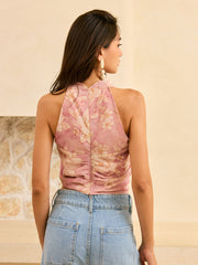 Çiçek Desenli Kolyeli Üst