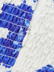 Çiçek Desenli Askısız Uzun Elbise