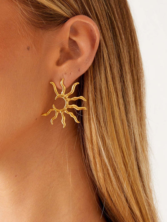 Sunburst Altın Küpe