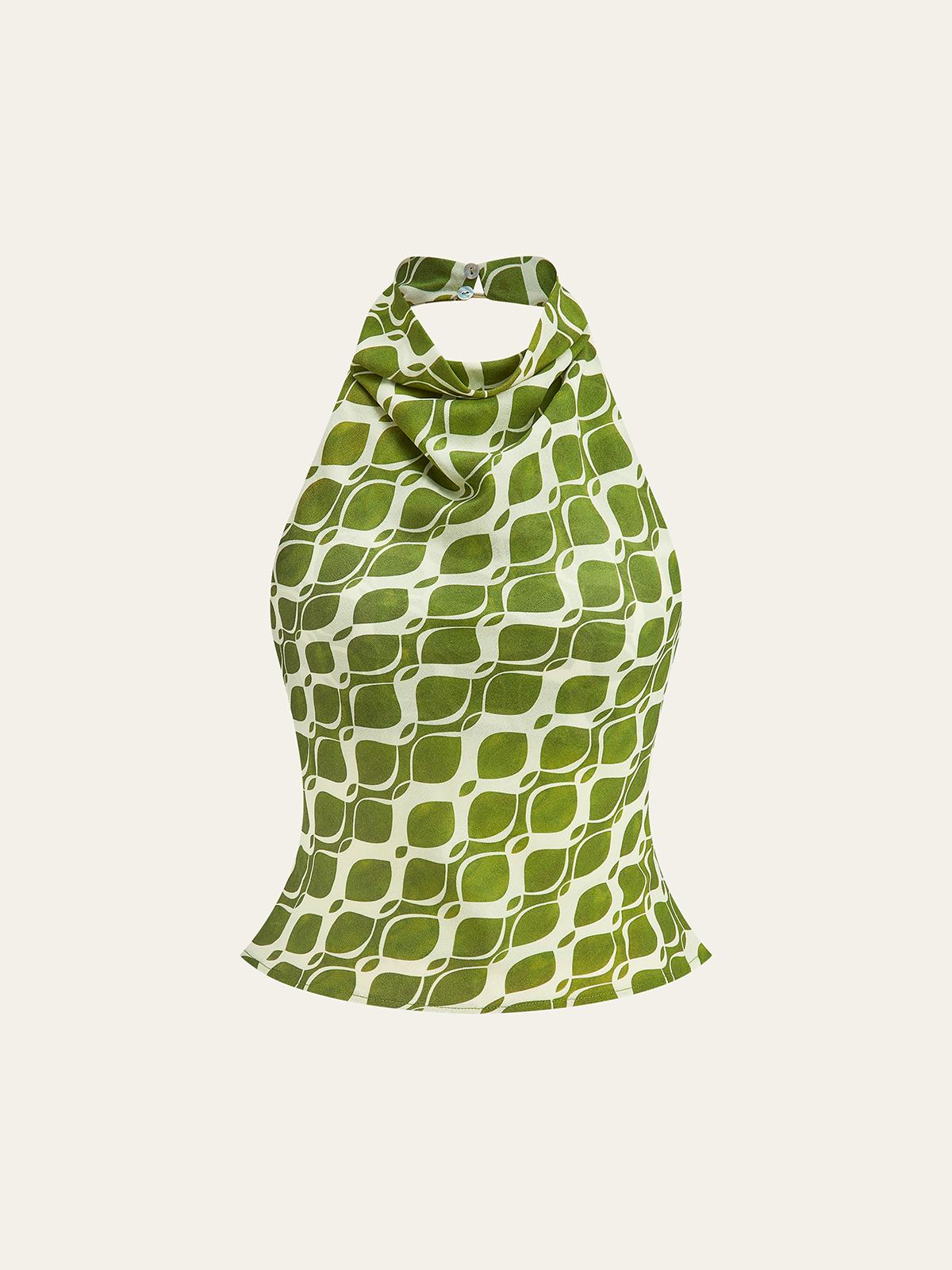 Baskılı Yarı Şeffaf Halter Yaka Üst