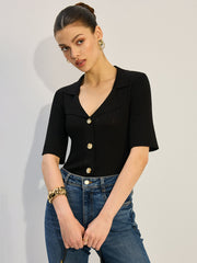 Düğmeli Örgü Bluz