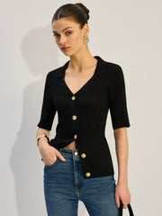 Düğmeli Örgü Bluz