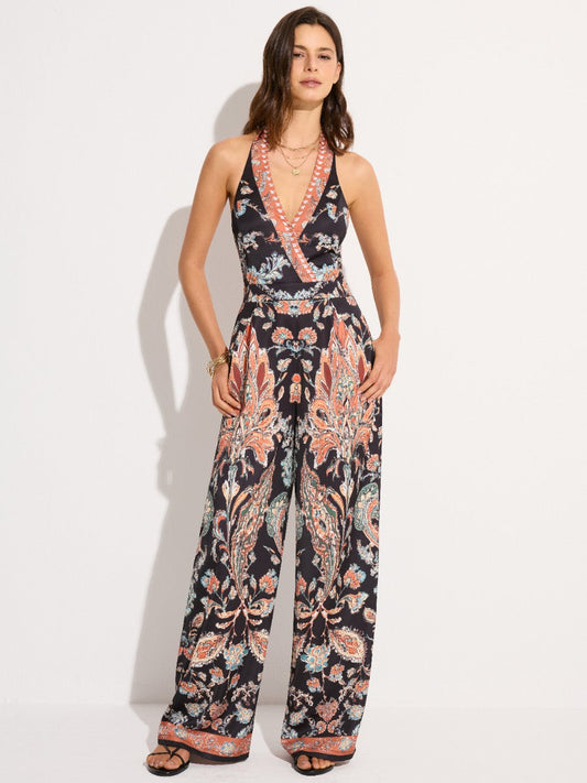 Paisley Baskılı Askılı Tulum