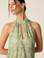 Halter Yaka Kesik Mini Elbise