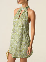 Halter Yaka Kesik Mini Elbise