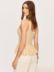 Ön Fermuarlı Volanlı Triko Üst