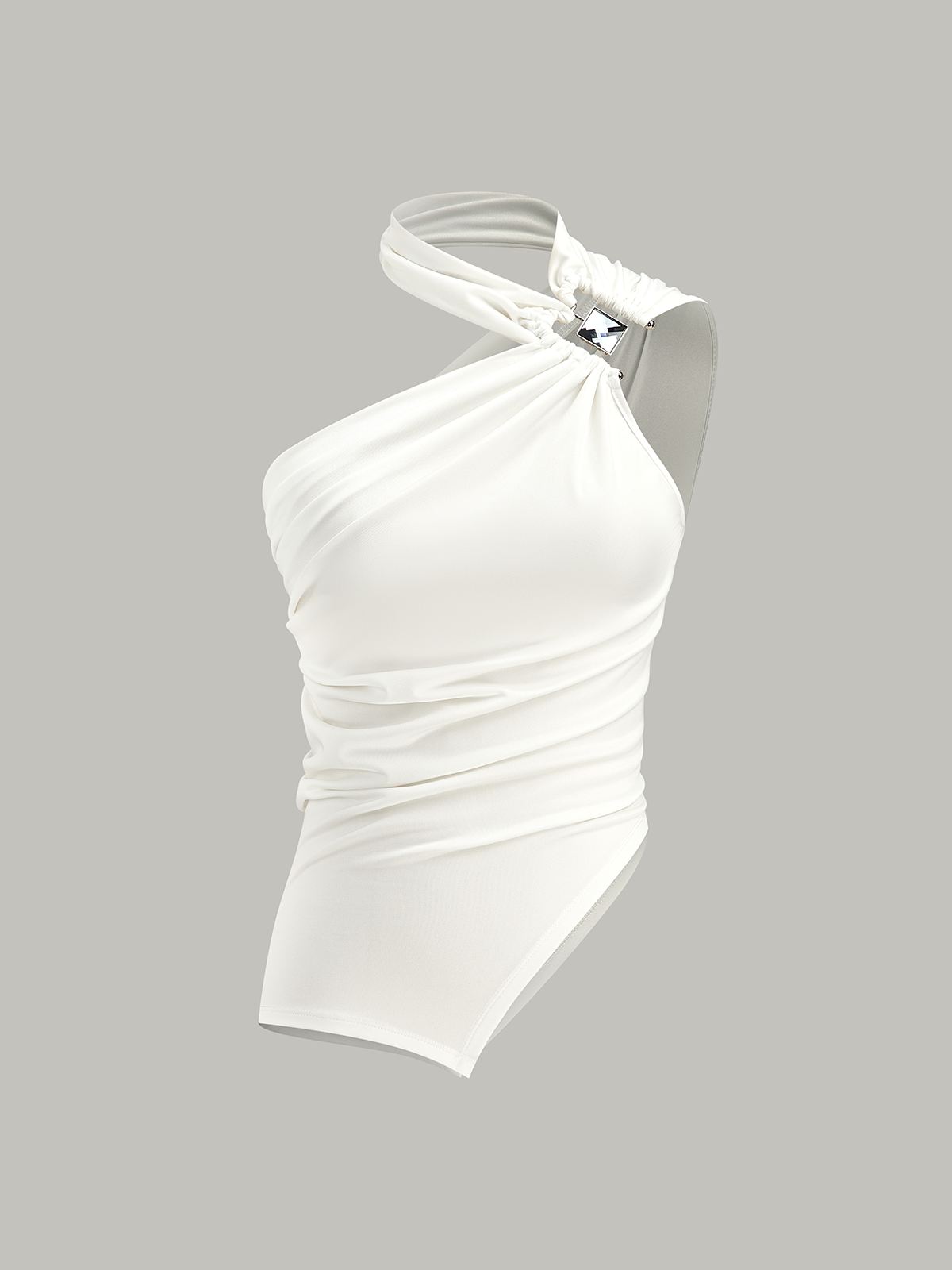 Asimetrik Halter Yaka Büzgülü Üst