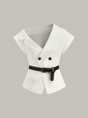 Asimetrik Kemerli Kadın Ceketi