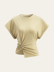 Asimetrik Kırışık Detaylı Üst