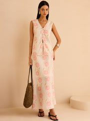 Çiçek Desenli Kolsuz Yelek