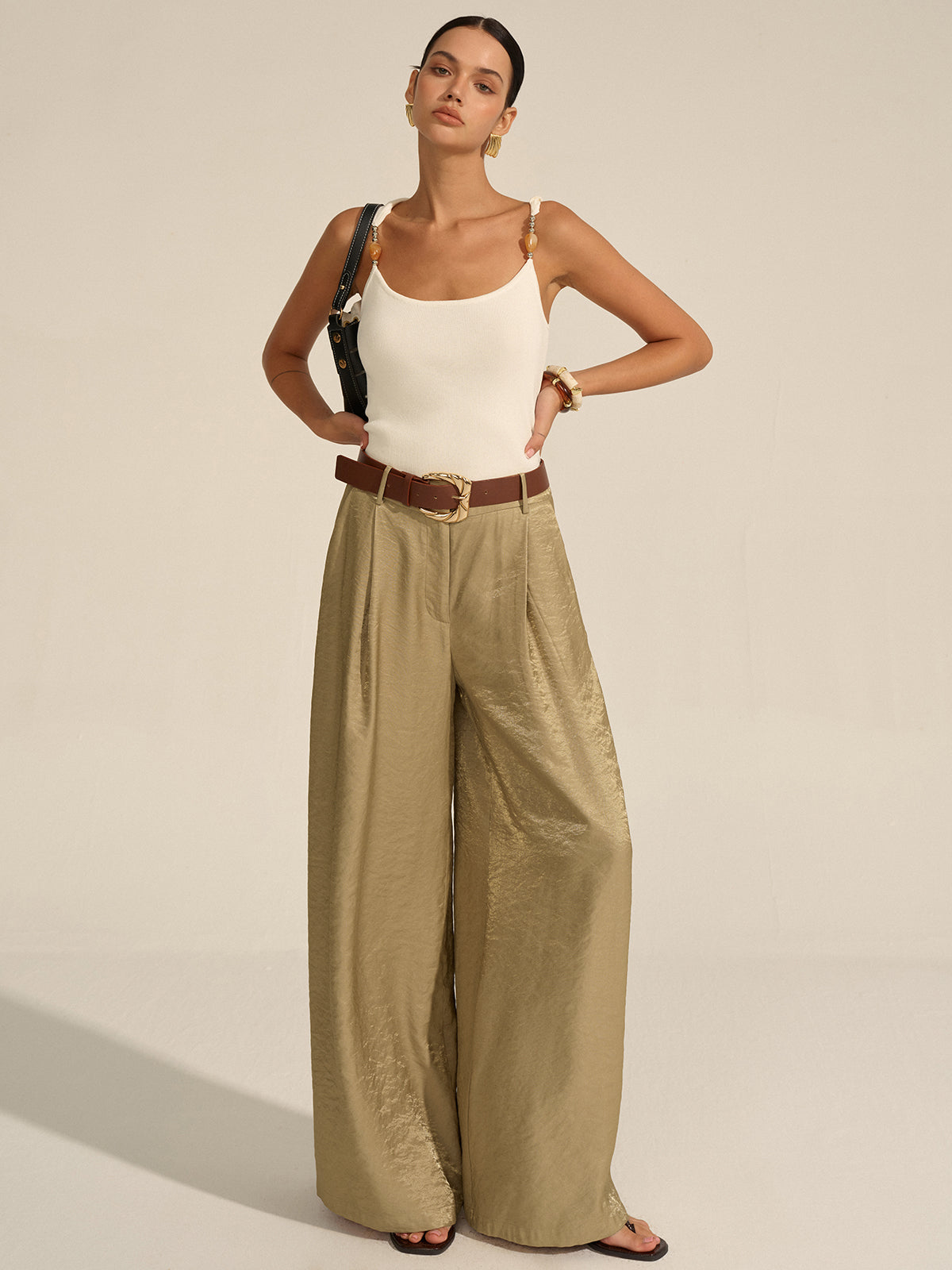 Kemerli Bol Paça Pantolon