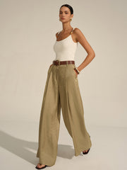 Kemerli Bol Paça Pantolon