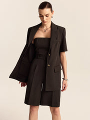 Bol Kesim Kısa Kollu Ceket