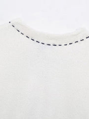 Kontrast Dikişli Kısa Kollu Hırka