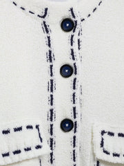 Kontrast Dikişli Kısa Kollu Hırka