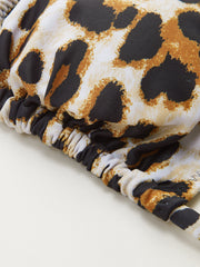 Bağcıklı Leopar Desenli Üçgen Bikini Üstü