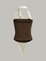 Asimetrik Boyun Bağlamalı Üst Büyük Düğmeli