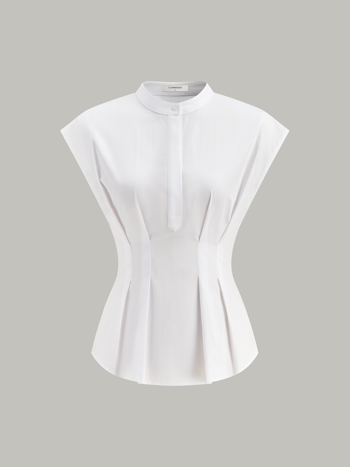 Mandarin Yaka Kısa Kollu Peplum Gömlek