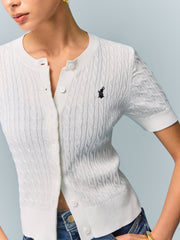 Kablo Örgülü Kısa Kollu Üst