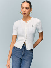 Kablo Örgülü Kısa Kollu Üst