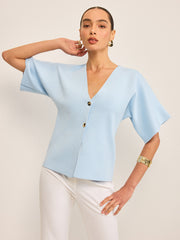 V Yaka Düğmeli Triko Hırka