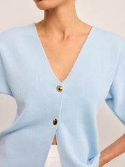 V Yaka Düğmeli Triko Hırka