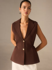 Metal Düğmeli Triko Yelek Ceket Tarzı